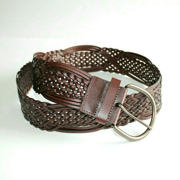 Brown Braided Bonded Leather Belt 